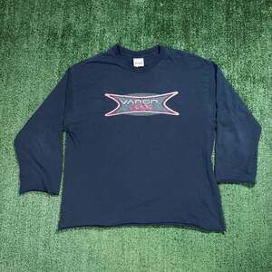 Vintage Bauer Vapor XXX Hockey Long Sleeve Graphic T-Shirt Navy Blue Men's Large